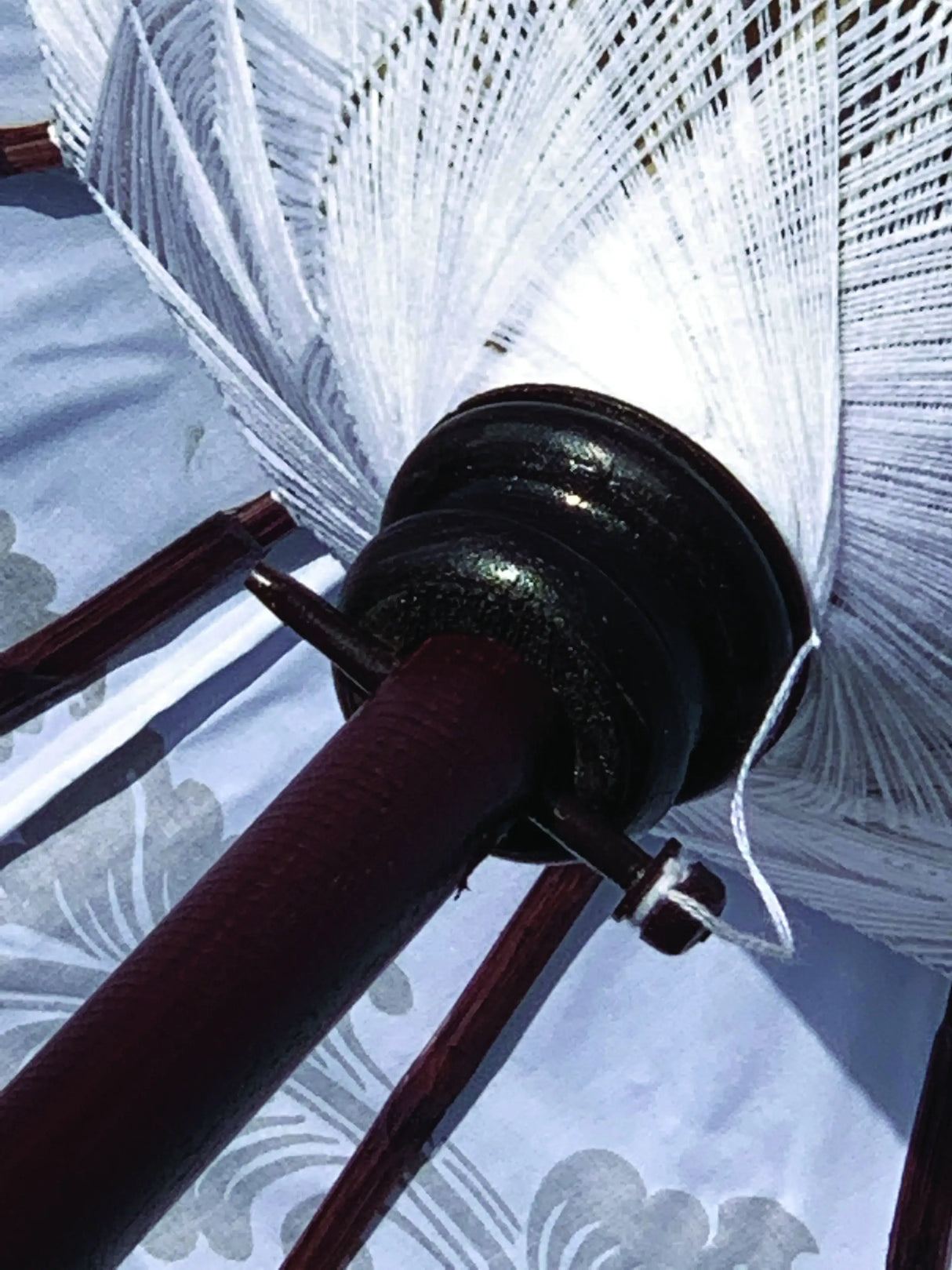 BALI SUN PARASOL WHITE AND GOLD KNOCK DOWN (with Pole Joint)