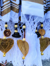 BALI SUN PARASOL WHITE AND GOLD KNOCK DOWN (with Pole Joint)