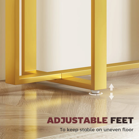 HOMCOM Console Table with Faux Marble Top, 100 cm Narrow Entryway Table with Anti-tipping Device, Steel Frame, White