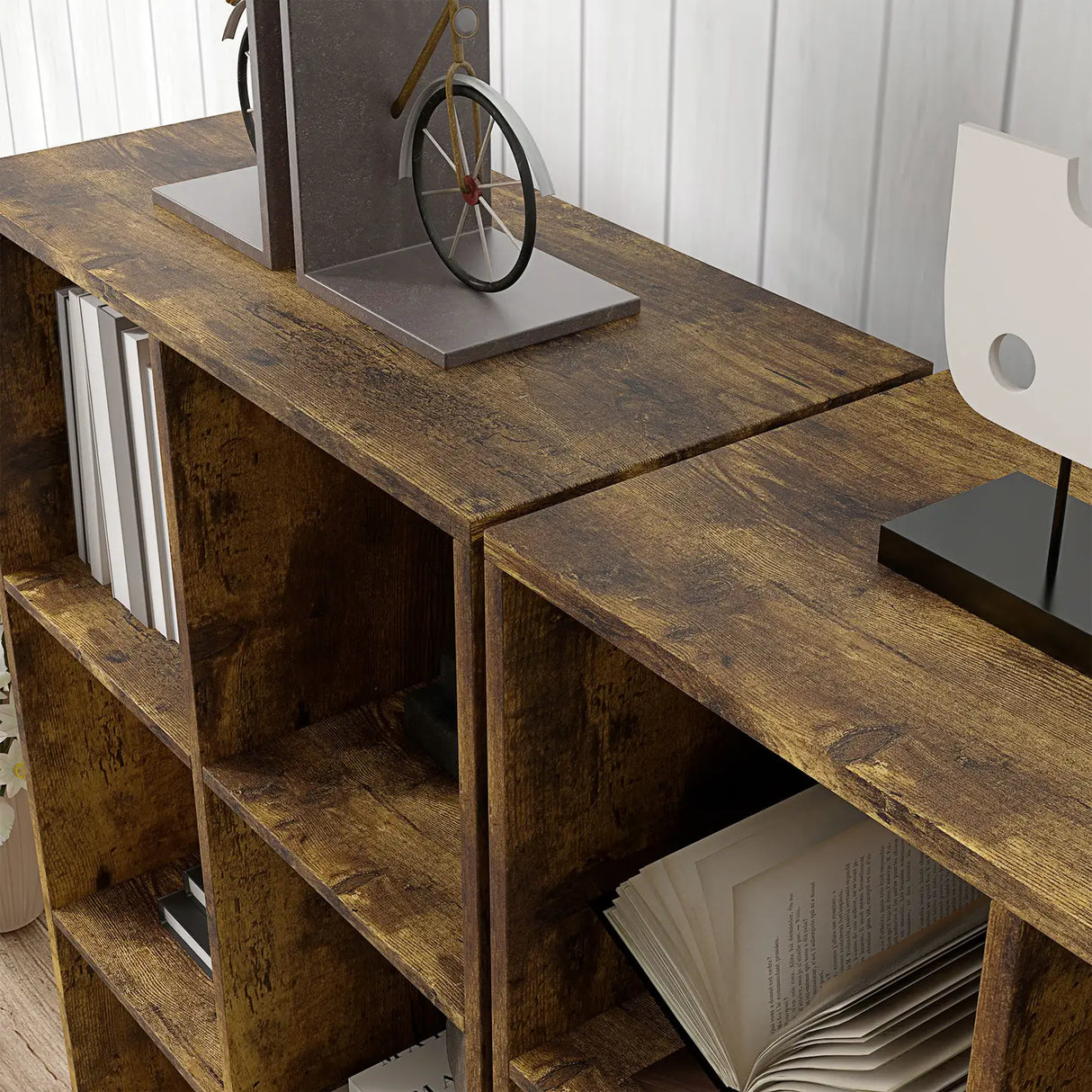 HOMCOM 6-Cube Bookshelf - Rustic Brown