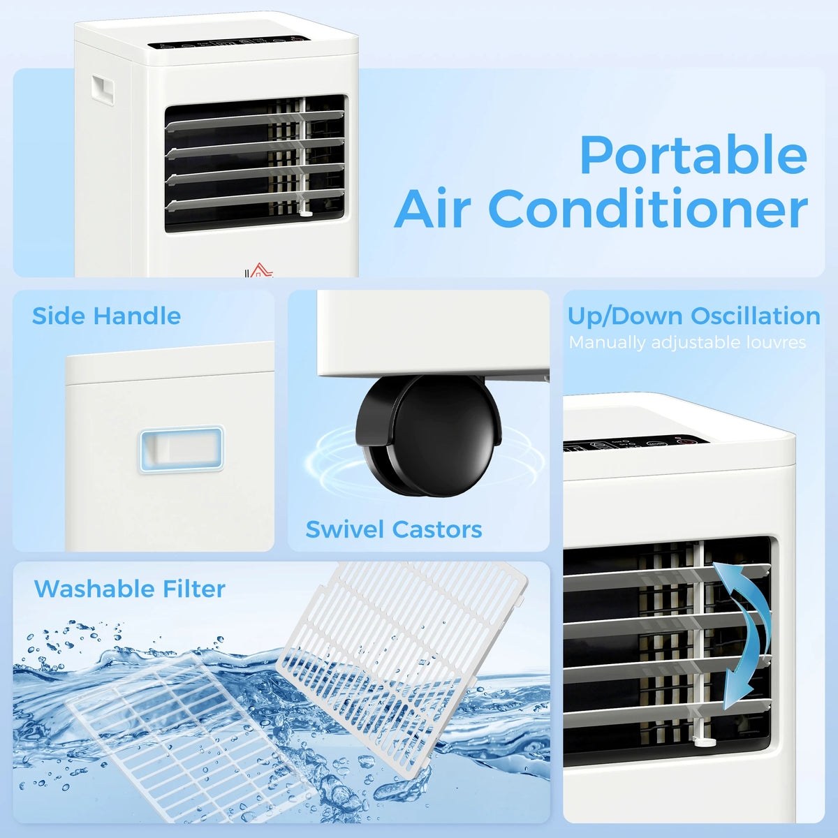 HOMCOM Portable Air Conditioner 9000 BTU, Air Conditioning Unit with Digital Display for Room up to 28m2
