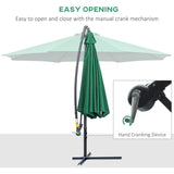 Outsunny 3m Banana Hanging Parasol Umbrella Green