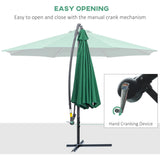 Outsunny 3m Banana Hanging Parasol Umbrella Green