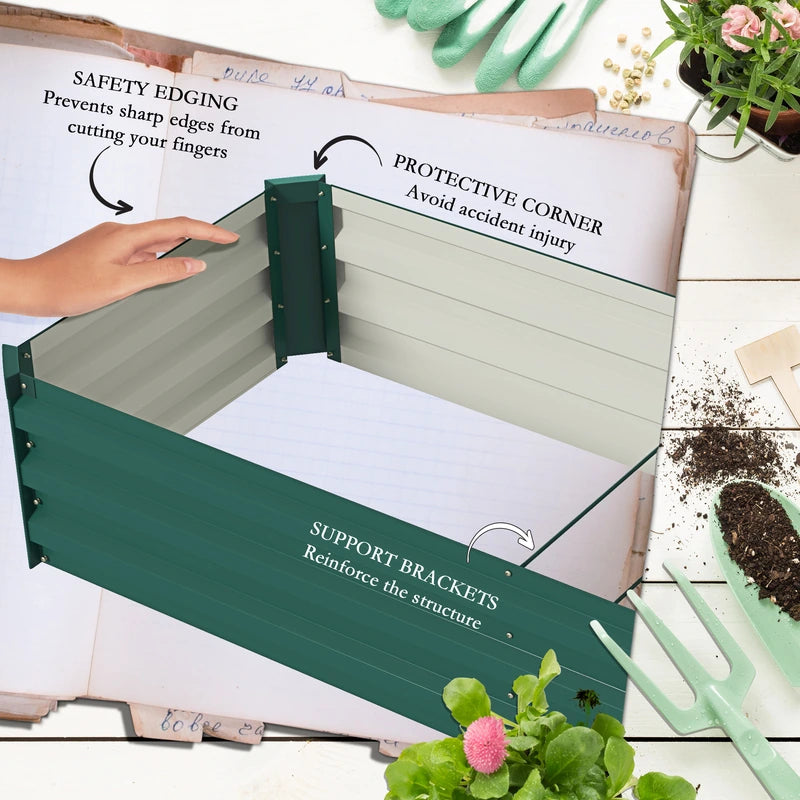 Outsunny 60 x 240cm Galvanised Steel Planter, with Open Bottom