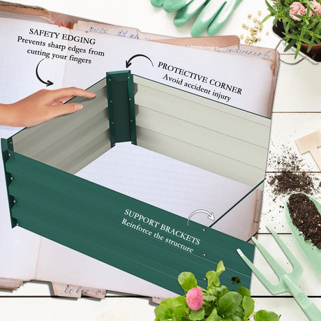 Outsunny 60 x 240cm Galvanised Steel Planter, with Open Bottom