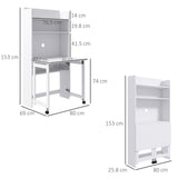 HOMCOM Foldable Desktop, Computer Desk with Storage Shelves, 80 x 69 x 155 cm, White