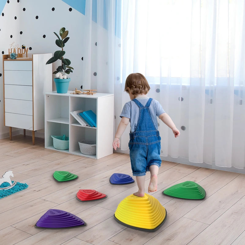 AIYAPLAY 6-Piece Stepping Stones for Kids, Stackable Sensory Toys Outdoor Indoor, Obstacle Course for Balance and Motor Skills