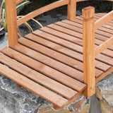 Outsunny 6FT Wooden Garden Bridge with Safety Railings, Classic Arc Footbridge for Stream Pond Walkway, Orange