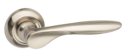 Mediterranean Malta Lever Door Handle on Round "C" Rose - Satin Nickel - Set