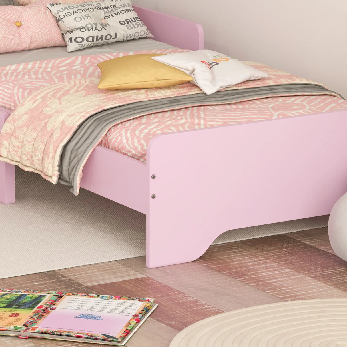 ZONEKIZ Toddler Bed Frame, Princess Bed for Kids, Cloud-Design, 143 x 74 x 55cm - Pink