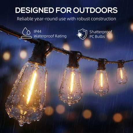 HOMCOM Curtain Lights Connectable Fairy Curtain Lights Plug-in IP44 Waterproof/18 m/Warm White