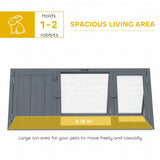 PawHut Rabbit Hutch, Wooden Guinea Pig Hutch with Run and Doors, Outdoor Triangle Bunny House for Rabbits,Duck and Chicken