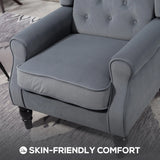 HOMCOM Wingback Accent Chair, Retro Upholstered Button Tufted Occasional Chair for Living Room and Bedroom, Grey