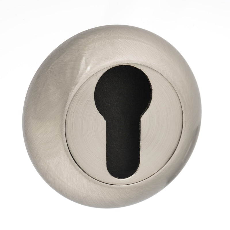 Mediterranean Euro Escutcheons on Round "C" Rose - Satin Nickel - Pair