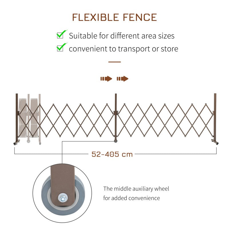 Outsunny Expanding Trellis Fence Freestanding Movable Fence Foldable Garden Screen Panel Aluminium, 405cm x 103.5cm, Dark Brown