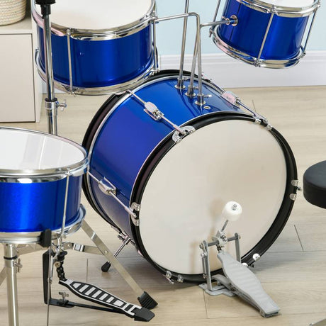 AIYAPLAY 11-Piece Kids Drum Kits w/ Stool, Drumsticks, Pedal, Cymbals, for 3-6 Years, Blue