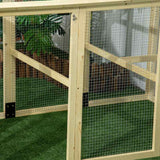 PawHut Large Chicken Run, Wooden Chicken coop, with Combinable Design - Natural Wood Finish