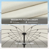 Outsunny 2 m Shanghai Garden Parasol Umbrella with 16 Fibreglass Ribs, Outdoor Parasol Sun Shade with Crank & Tilt, Cream White