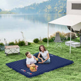 Outsunny 2 Person Camping Inflating Sleeping Mat Inflatable Mattress Ultralight Folding Bed Portable Air Bed for Outdoor Backpacking Hiking Travel - Blue