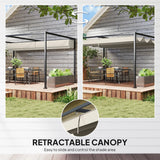Outsunny 3x2m Metal Pergola with Retractable Roof, Garden Gazebo Canopy Shelter for Outdoor, Patio, Cream White