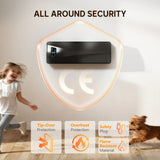 HOMCOM 2000W Ceramic Electric Heater with Fan, Adjustable Thermostat, Wall Mounted - Black