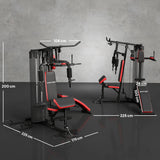 SPORTNOW Multi Gym Workout Station, Weight Machine with 65kg Weight Stack, Sit Up Bench, Push Up Stand, Dip Station
