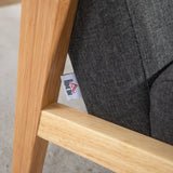 HOMCOM Set of 2 Accent Armchair, Living Room Chair, Wooden Upholstered Single Lounge Chair with Rubber Wood Legs and Padded Seat, Leisure Sofa Chair for Bedroom Office, Dark Grey