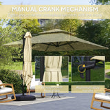 Outsunny 2.7 x 2.7 m Cantilever Parasol with Aluminium Frame, Crank and Tilt, 360-Degree Rotation, Double Top Garden Umbrella with Base and Cover, Khaki