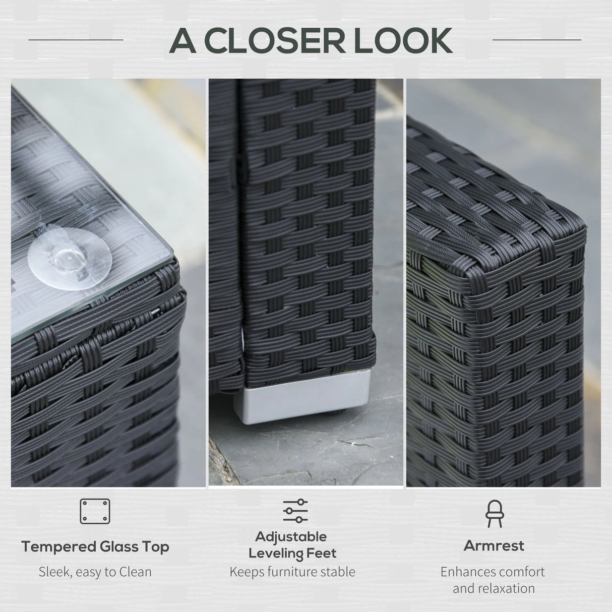 Outsunny White Rattan Garden Furniture 4-Seater Outdoor Sofa Set with Coffee Table - White