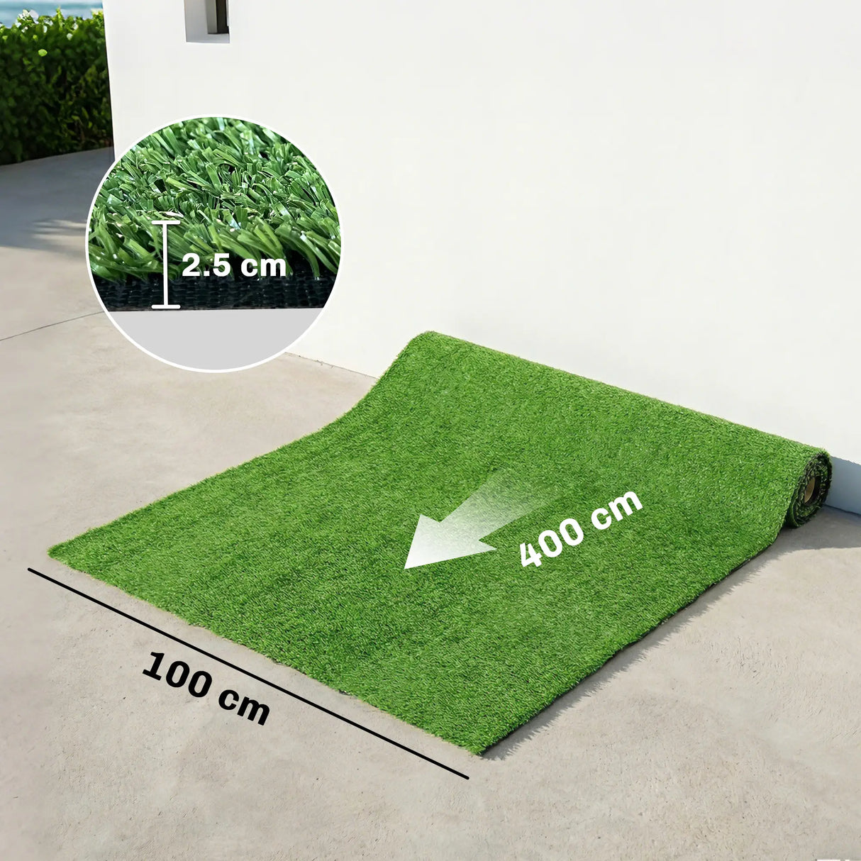 Outsunny Artificial Grass Turf Low Maintenance Realistic Lawn Pet Turf with Drain Holes for Garden 1m x 4m Green