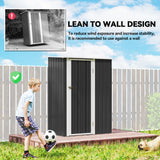 Outsunny 5ft x 3ft Metal Garden Storage Shed, Outdoor Tool Shed with Sloped Roof, Lockable Door for Tools, Equipment, Grey