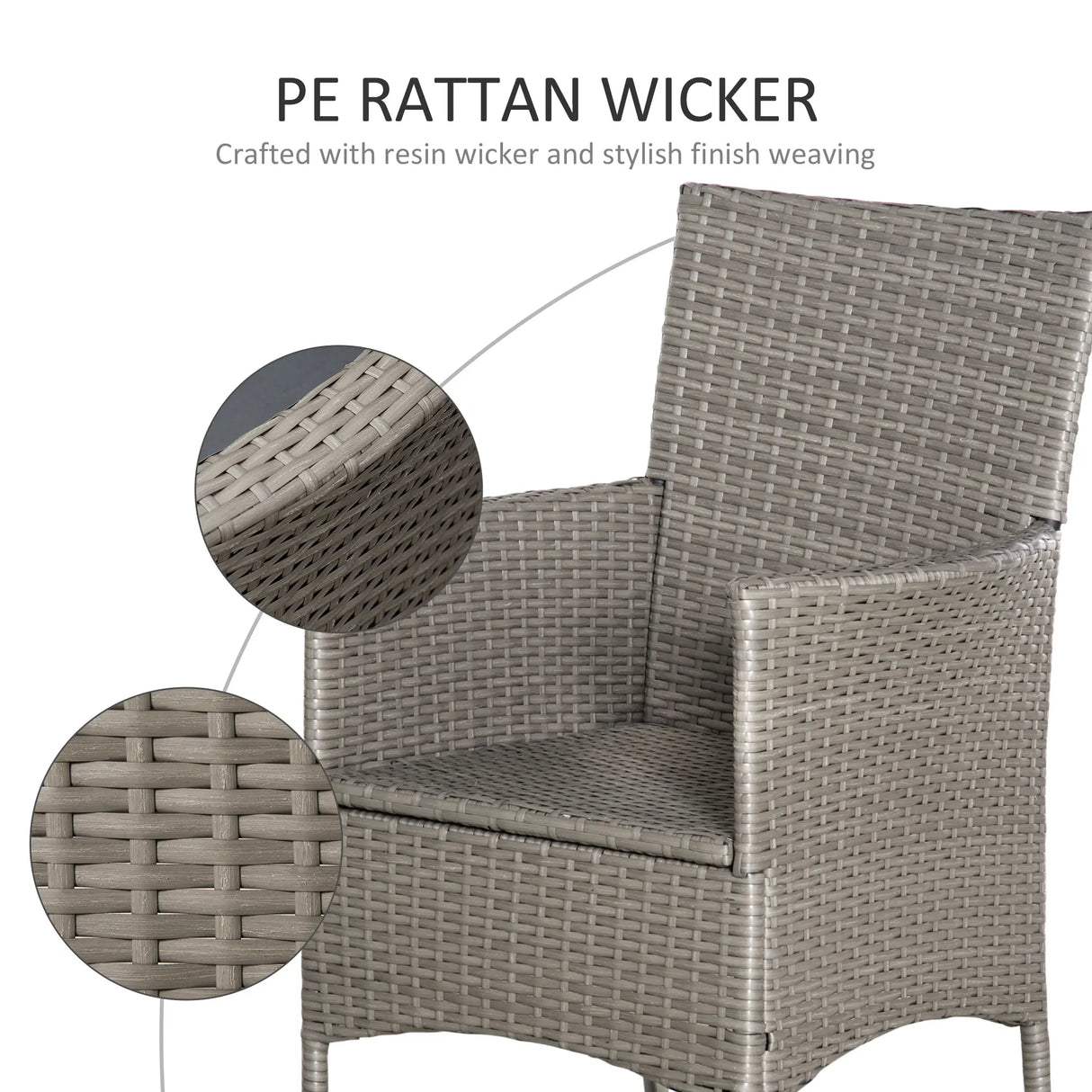 Outsunny Set of Four Rattan Armchairs, with Cushions - Grey