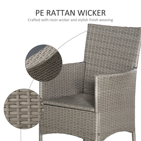 Outsunny Set of Four Rattan Armchairs, with Cushions - Grey