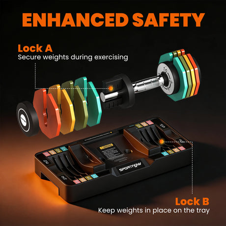 SPORTNOW Adjustable Dumbbells Set with Safety Locking Mechanism, Multicoloured
