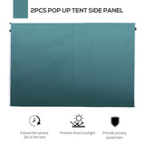 Outsunny 3 Meters Gazebo Replaceable Exchangeable Side Panel Wall Panels Walls With Window, Dark Green