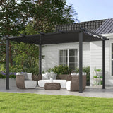 Outsunny 3 x 4m Aluminium Pergola, with Retractable Roof - Dark Grey