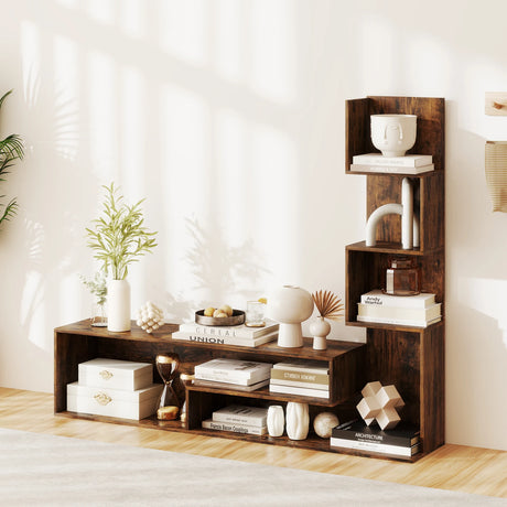 Media Console Table Cube TV Stand for TVs up to 50 Inch-Rustic Brown