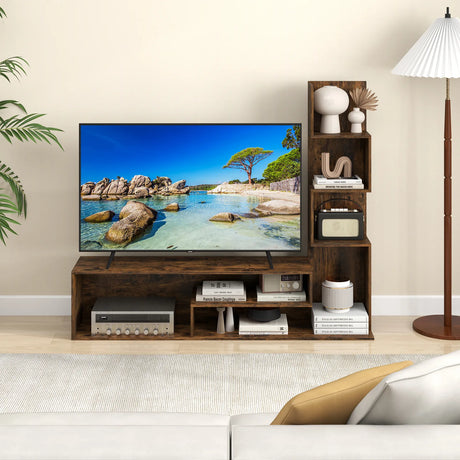 Media Console Table Cube TV Stand for TVs up to 50 Inch-Rustic Brown