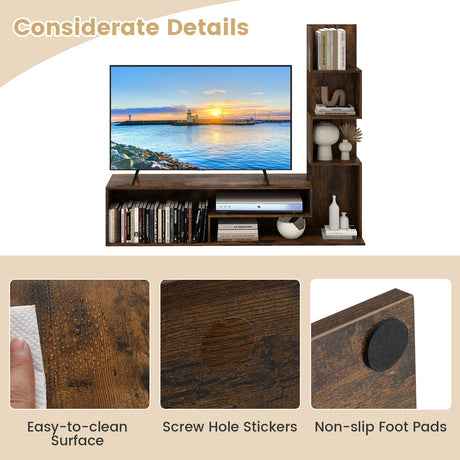 Media Console Table Cube TV Stand for TVs up to 50 Inch-Rustic Brown