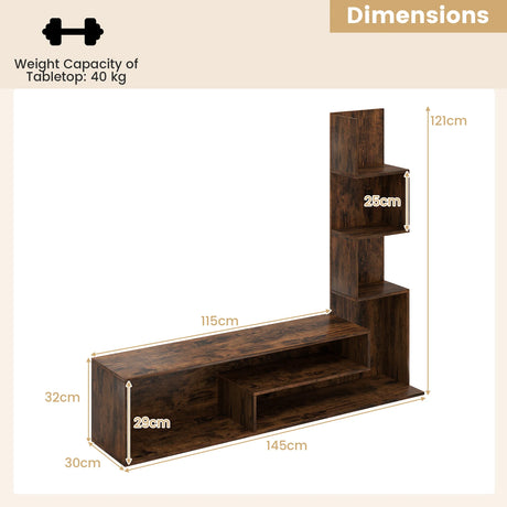 Media Console Table Cube TV Stand for TVs up to 50 Inch-Rustic Brown