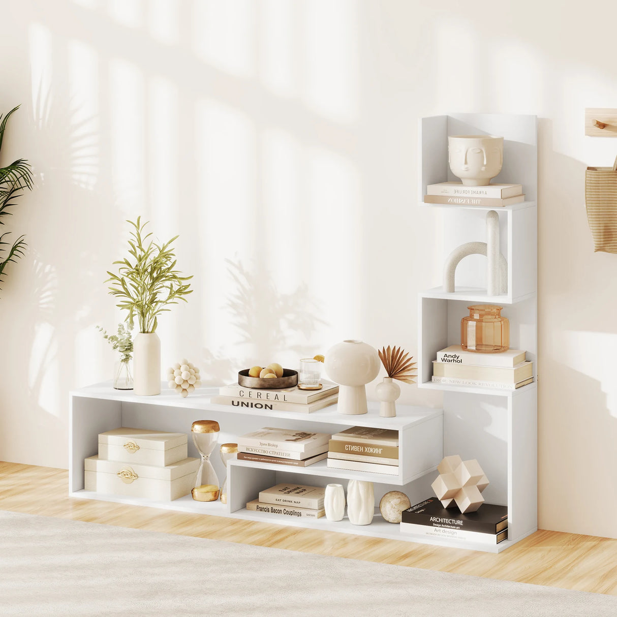 Media Console Table Cube TV Stand for TVs up to 50 Inch-White