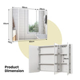 Frameless Bathroom Wall Mounted Medicine Cabinet with Mirror-White