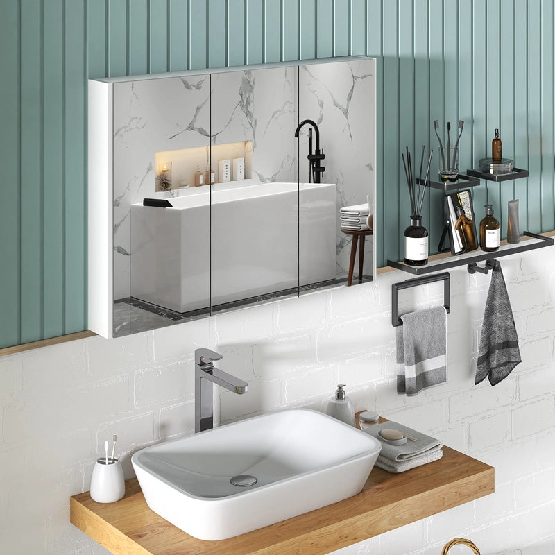 Frameless Bathroom Wall Mounted Medicine Cabinet with Mirror-White