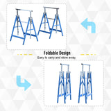 HOMCOM Set of 2 Adjustable Telescopic Builders Trestle, DIY Steel Work Bench Carpenter, Folding Saw Horse Tools Blue