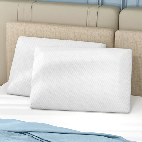 Set of 2 Gel Memory Foam Pillow 3D Cutting Air Flow Cooling Pillows with Pillowcase