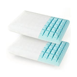 Set of 2 Gel Memory Foam Pillow 3D Cutting Air Flow Cooling Pillows with Pillowcase