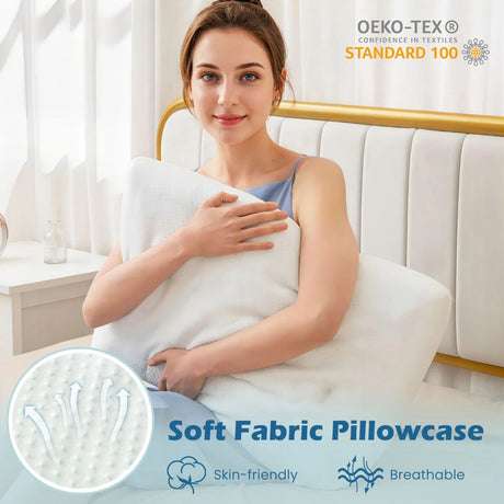 Set of 2 Gel Memory Foam Pillow 3D Cutting Air Flow Cooling Pillows with Pillowcase