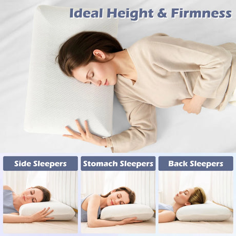 2 Pieces Bamboo Charcoal Memory Foam Pillow for Pain Relief Sleeping