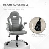 Vinsetto Computer Gaming Chair, Office Desk Swivel Chair, PU Leather Racing Chair with 90 Flip-up Armrest, Adjustable Height and Rolling Wheels, Grey