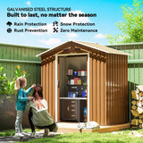 Outsunny 6.5 x 3.5ft Metal Garden Storage Shed - Brown Wood Effect